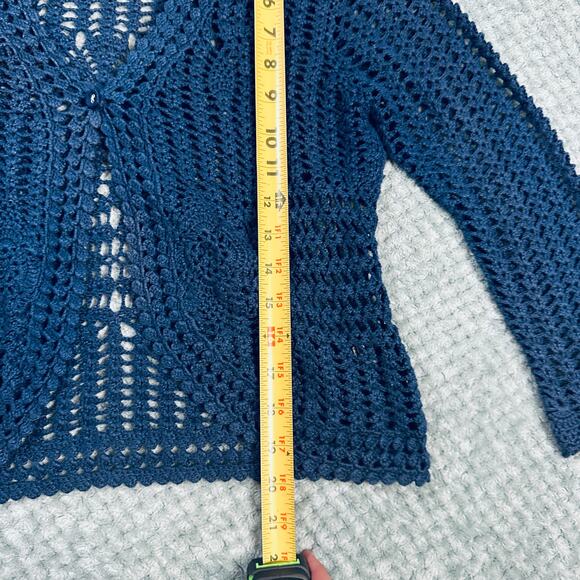 vintage iB navy crochet babydoll coquette cardigan sweater M y2k adorable - Picture 5 of 5